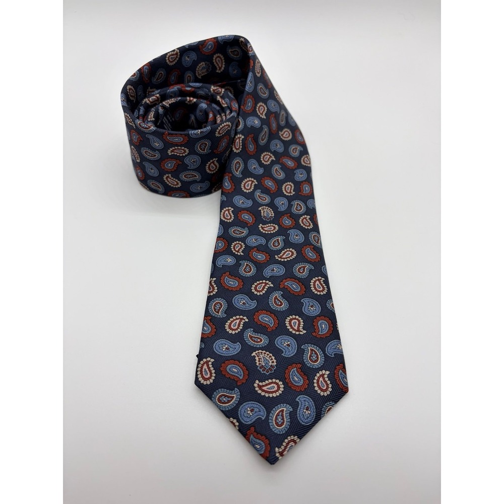 Cremieux Mercer St. Collection, Navy Paisley Pattern, 100% Silk, Men's Pre-Owned